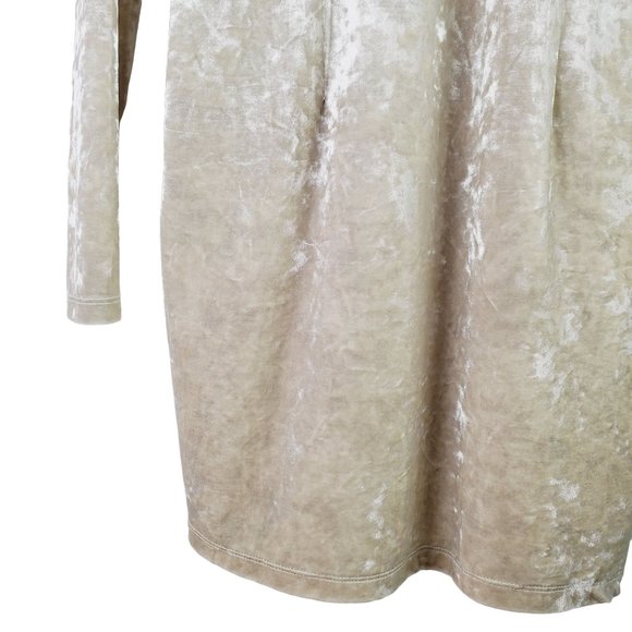 Lulus Oh, Behave! Beige Velvet Bodycon Long Sleeve Dress Crushed Velvet , Sz L - Picture 8 of 12
